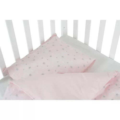 Nook 3 részes bébi ágynemű huzat garnitúra PINK CSILLAG