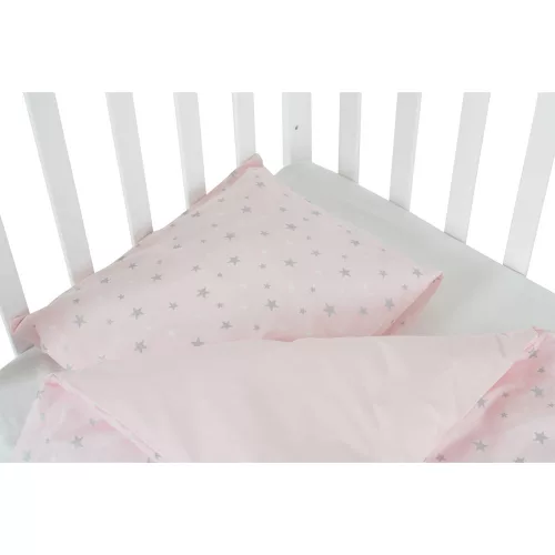 Nook 3 részes bébi ágynemű huzat garnitúra PINK CSILLAG