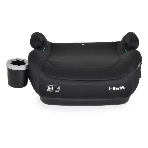 I-SWIFT ülésemelő pohártartóval 125-150cm I-SIZE és ISOFIX FEKETE