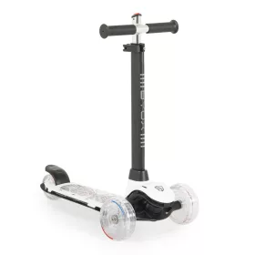   iSPORTER Scooter für Teenager mit blinkenden LEDs, bis 50 kg, WEISS/SCHWARZ