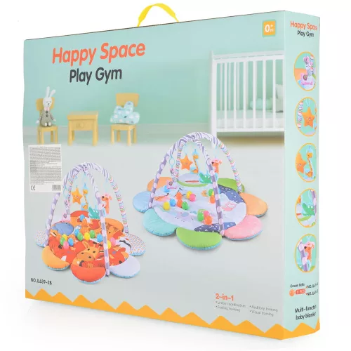 HAPPY SPACE podloga za igru ​​Tratinčica, okrugli cvijet, s 20 loptica, tekstil, plastika PASTEL