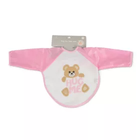   Bären-Lätzchen mit langen Ärmeln, Teddybärmuster, PVC/Textil, Rosa