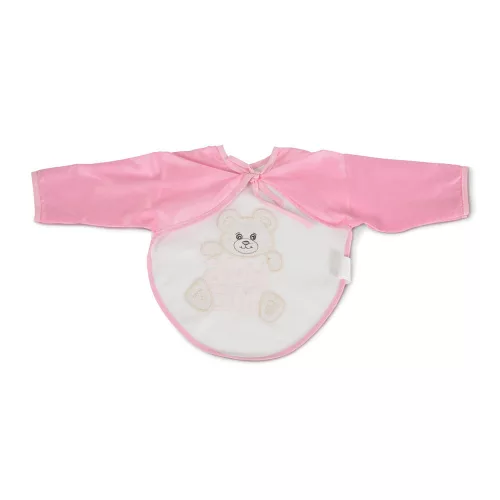 Bären-Lätzchen mit langen Ärmeln, Teddybärmuster, PVC/Textil, Rosa