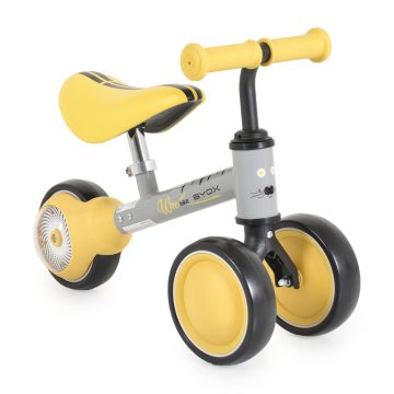   WEE mini futóbicikli 3 kerekű járgány, elöl 2 kerék, világító hátsó kerékkel SÁRGA