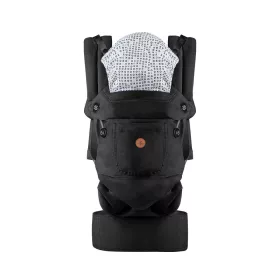 BORA Babytrage, 3 Tragepositionen, Baumwolle, Schwarz