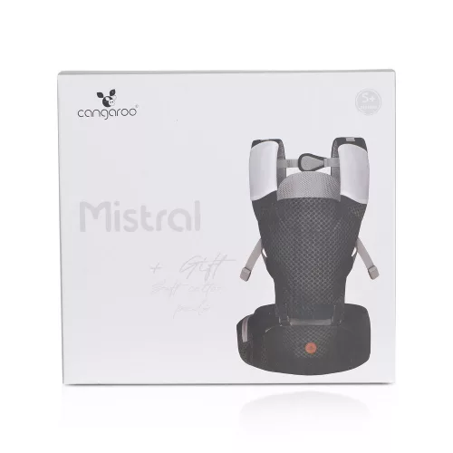 MISTRAL bébi hordozó 3 poziciós, ergonomikus, hálós VSZÜRKE