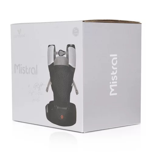 MISTRAL bébi hordozó 3 poziciós, ergonomikus, hálós VSZÜRKE