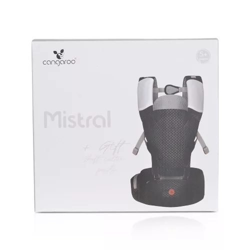 MISTRAL bébi hordozó 3 poziciós, ergonomikus, hálós FEKETE