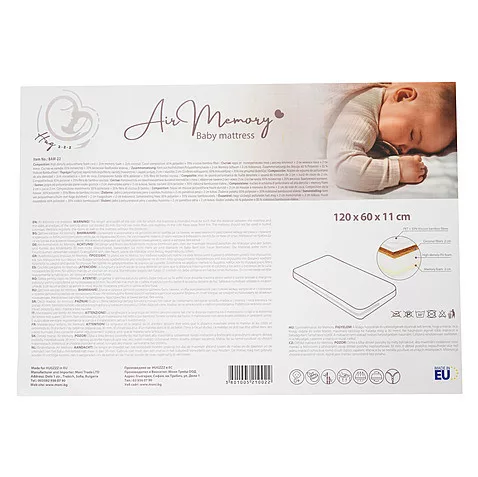 AIR MEMORY Matratze 120x60cm 3-lagig, Kokosnuss + Schwamm + Memory-Schaum WEISS