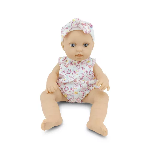 BABA 30cm  újszülött maciruhában kisnyuszival PINK
