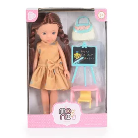   Puppenset, 33 cm groß, mit Zeichenbrett, braunem Haar, beige