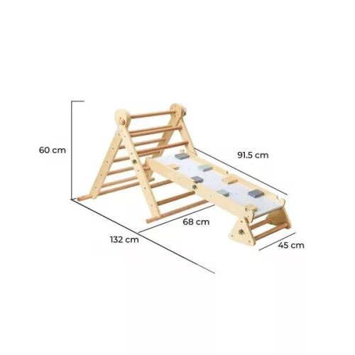 PIKLER 2in1 fa MÁSZÓKA 3szög és mászórámpa Montessori 132*60cm NATUR