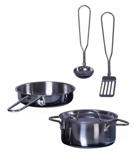 MONI Küchenzeile aus Holz, blau, mit 4-teiligem Küchenhelfer-Set