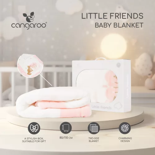 Babydecke LITTLE FRIENDS 80x110 cm Waldtier ROSA