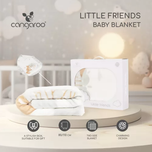 Babydecke LITTLE FRIENDS 80x110 cm Waldtier GRAU