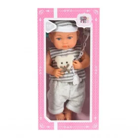 BABY 36 cm JUNGE Puppe mit gestreifter Hose