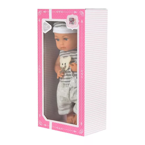 BABY 36 cm JUNGE Puppe mit gestreifter Hose