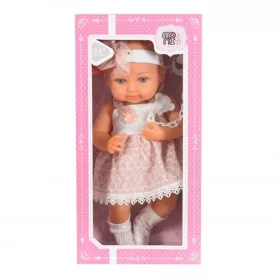 36 cm große Puppe in einem beigefarbenen Mädchenkleid