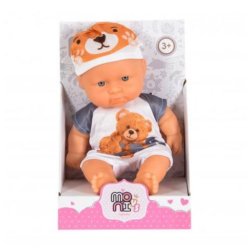 BABA 20cm újszülött Maci ruha FEHÉR/SZÜRKE