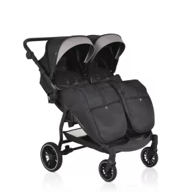 MONI TWINGO Zwillingskinderwagen mit Fußsack ONYX/SCHWARZ