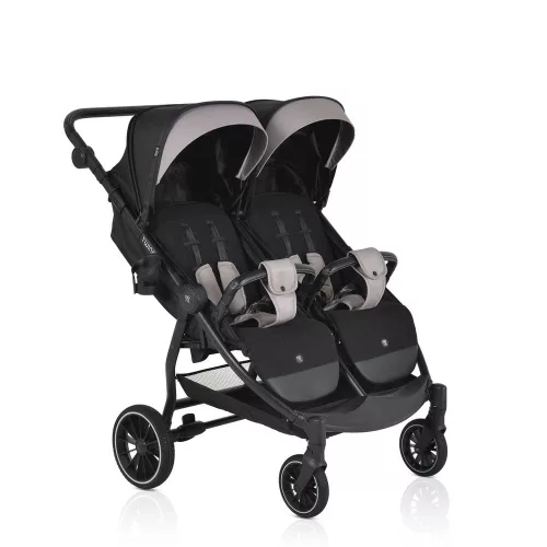 MONI TWINGO Zwillingskinderwagen mit Fußsack ONYX/SCHWARZ