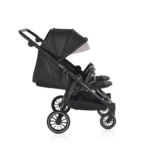 MONI TWINGO Zwillingskinderwagen mit Fußsack ONYX/SCHWARZ