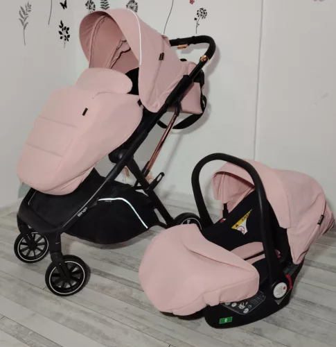 BINGO babakocsi  SZETT újszülött kortól 22kg-ig 2in1 sport+váz+hordozó PINK