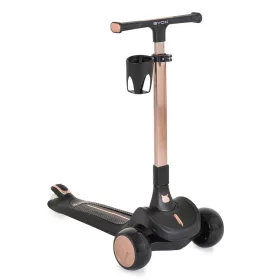   AERO Scooter, faltbar, bis 50 kg, 3 Räder, goldener Rahmen, SCHWARZ