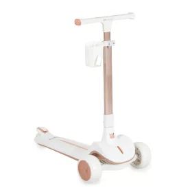   AERO Scooter, faltbar, bis 50 kg, 3 Räder, goldener Rahmen, WEISS