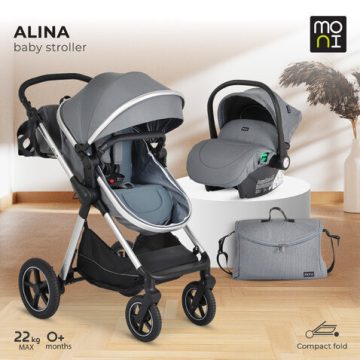   ALINA 2IN1 babakocsi SZETT átalakítható babakocsi+autós hordozó TITANIUM SZÜRKE