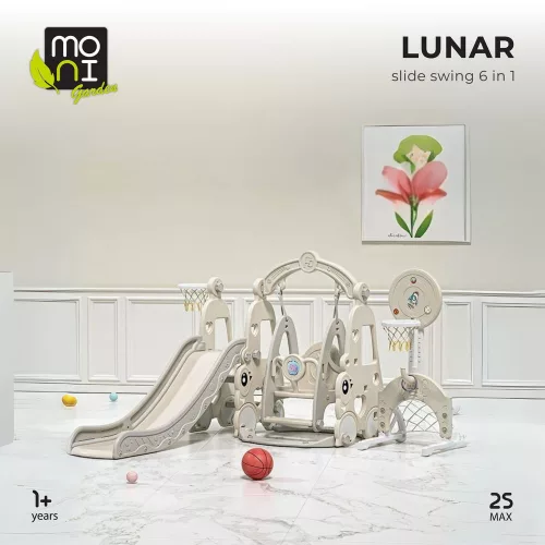 MONI óriás játékszett hinta, csúszda 6IN1 LUNAR SZÜRKE