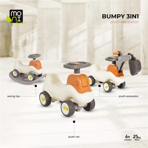 Höckriges, aufsitzbares Kindertaxi mit Lenker, grau/beige