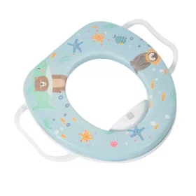 WIGGLE Toilettensitz mit Haltegriff, gemustert, BLAU