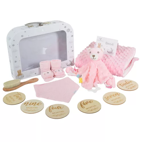 BEARLI Geschenkset Decke, Spielzeug, Socken 6-in-1 PINK