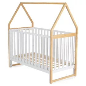   ASTRA Babybett aus Holz, hausförmig, 3-fach höhenverstellbar, 60 x 120 cm