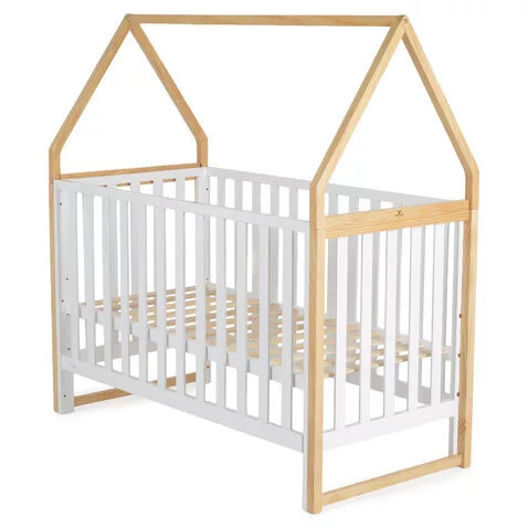 ASTRA Babybett aus Holz, hausförmig, 3-fach höhenverstellbar, 60 x 120 cm
