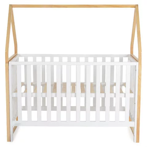 ASTRA Babybett aus Holz, hausförmig, 3-fach höhenverstellbar, 60 x 120 cm