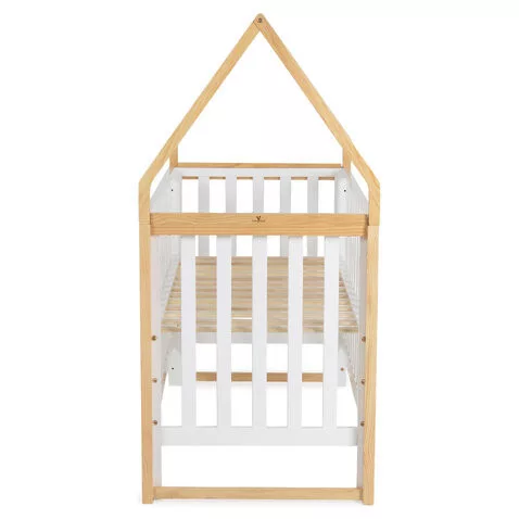 ASTRA Babybett aus Holz, hausförmig, 3-fach höhenverstellbar, 60 x 120 cm