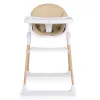 Hochstuhl mit Ledersitz in Mandelbraun und Holzbeinen in Beige