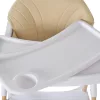 Hochstuhl mit Ledersitz in Mandelbraun und Holzbeinen in Beige
