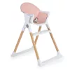 Hochstuhl mit Ledersitz und Holzbeinen, Mandel, Rosa