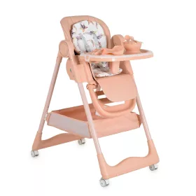   Überraschungshochstuhl mit Silikonteller, Besteck und Lätzchen in Rosa