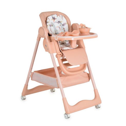 SURPRISE etetőszék szilikon tányérral, evőeszközzel, előkével PINK