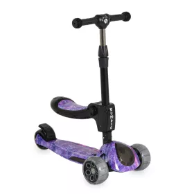 RUMBLE-Scooter mit Sitz, wandelbar LILA/SCHWARZ
