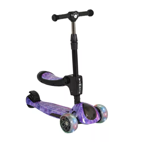 RUMBLE-Scooter mit Sitz, wandelbar LILA/SCHWARZ