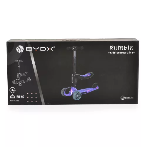 RUMBLE-Scooter mit Sitz, wandelbar, farbig/schwarz