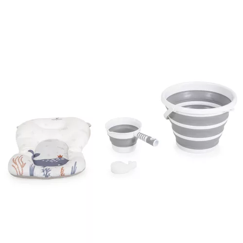 BALENA Faltbadewanne mit Eimern, Kissen und Zubehör GRAU