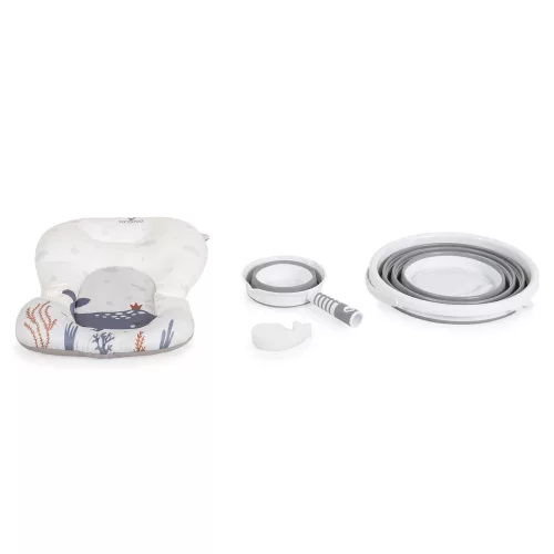 BALENA Faltbadewanne mit Eimern, Kissen und Zubehör GRAU