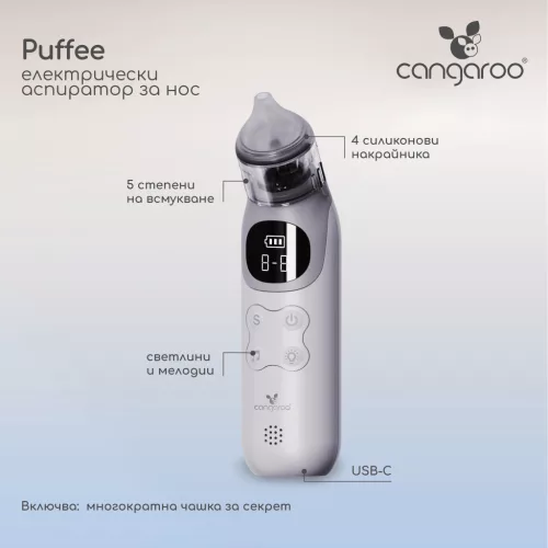 PUFFEE elektrischer Nasensauger mit USB-Ladegerät, 5 Stufen, Musik