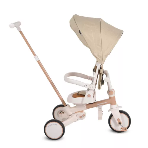 Trojkolka COMPACTO NEW 3 ÎN 1 multifunkčná, konvertibilná na bicykli BEJ